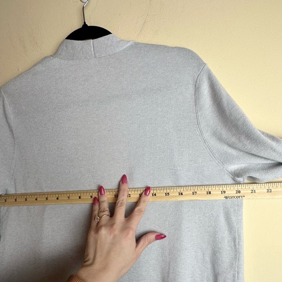 J. Jill Light Gray Wool Blend Open Front Cardigan Sweater Women’s Size Medium - Picture 11 of 12